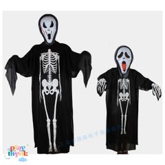 Bộ hóa trang Halloween - Áo choàng và mặt nạ ma xương cho nam nữ JKZ21 - Set hoàn hảo cho tiệc hóa trang