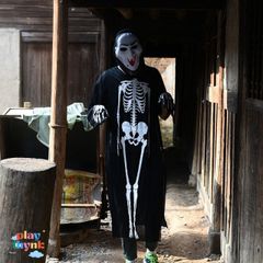 Bộ hóa trang Halloween - Áo choàng và mặt nạ ma xương cho nam nữ JKZ21 - Set hoàn hảo cho tiệc hóa trang