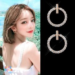 Bông Tai Vòng Phong Cách Nữ J6 - Set Trang Sức Độc Đáo Bằng Bạc S925 và Vàng Trắng 18K, Chống Dị Ứng và Oxy Hóa