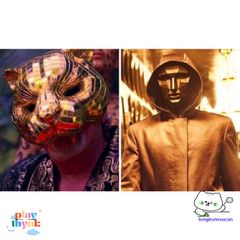 Mặt Nạ Squid Game Vàng - Đẳng Cấp Halloween Phụ Kiện Thời Trang Cosplay Trò Chơi Con Mực, Chất Liệu An Toàn, Giao Hàng Nhanh