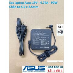 Sạc Laptop Asus ZIN 19V 4.74A 90W - Adapter Chân To Kèm Dây Nguồn - Phụ Kiện Laptop Chất Lượng Cao, Bảo Hành 12 Tháng