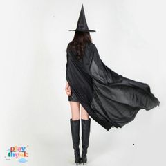 Mũ Phù Thủy Đen 7 Trong 1 - Phụ Kiện Hóa Trang Halloween Hoàn Hảo Cho Đàn Bà, Bộ Trang Phục Tiệc Tùng