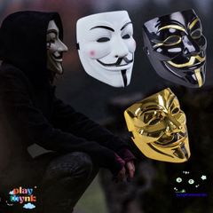 Mặt Nạ Hóa Trang Hacker Anonymous Vàng Bạc Đen Trắng - Phụ Kiện Độc Đáo Cho Halloween và Cosplay