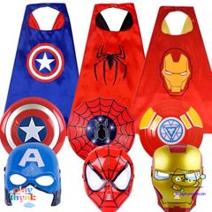 Bộ trang phục Siêu nhân dành cho bé trai - Áo choàng và mặt nạ hóa trang phong cách Spiderman, chất liệu phi bóng thoáng mát