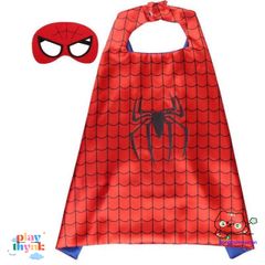 Bộ trang phục Siêu nhân dành cho bé trai - Áo choàng và mặt nạ hóa trang phong cách Spiderman, chất liệu phi bóng thoáng mát