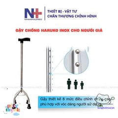 Gậy Chống Inox Haruko Dành Cho Người Già - Gậy 1 Chân, 3 Chân, 4 Chân Điều Chỉnh Cao, Thiết Kế Chống Trượt An Toàn, Quà Tặng Ý Nghĩa