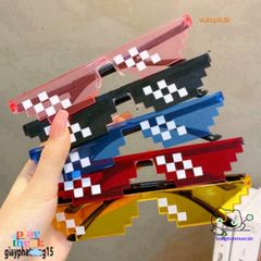 Kính Thug Life Đa Sắc 6 Chấm - Kính Mát Phong Cách Minecraft, Hoàn Hảo Cho Chụp Ảnh và Video TikTok, Phụ Kiện Thời Trang Retro