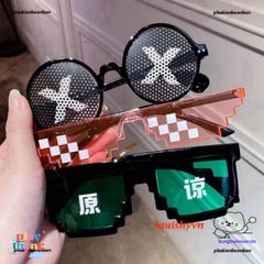 Kính Gương Thug Life 6 Chấm Nhiều Màu - Kính Mắt Thời Trang Gamer Siêu Ngầu phong cách Minecraft