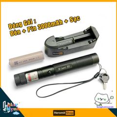 Bút laser 303 - Đèn laser 100MW ánh sáng xanh, tiện dụng cho trình chiếu và tìm kiếm đồ vật, thiết kế chắc chắn, kèm pin 18.650 mAh