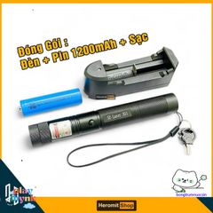 Bút laser 303 - Đèn laser 100MW ánh sáng xanh, tiện dụng cho trình chiếu và tìm kiếm đồ vật, thiết kế chắc chắn, kèm pin 18.650 mAh
