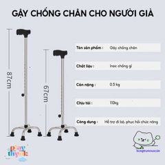 Gậy Chống Inox MedCaree Chỉnh Cao 67-87cm - Hỗ Trợ Đi Lại Cho Người Già, An Toàn, Nhẹ, Bền, Chống Trượt.