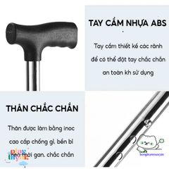 Gậy Chống Inox MedCaree Chỉnh Cao 67-87cm - Hỗ Trợ Đi Lại Cho Người Già, An Toàn, Nhẹ, Bền, Chống Trượt.
