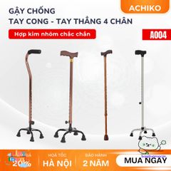 Gậy chống 4 chân cho người già - Hợp kim nhôm chống gỉ, điều chỉnh chiều cao 67-90cm, hỗ trợ đi lại an toàn.