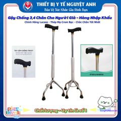 Gậy hỗ trợ đi lại 4 chân Lucass B932 - Chất liệu inox bền, điều chỉnh chiều cao, an toàn cho người già và người phục hồi chức năng