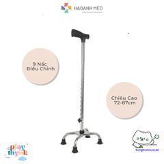 Gậy Bốn Chân Chống Trượt Cho Người Già - Điều Chỉnh Chiều Cao 63-88 cm, Chất Liệu Nhôm/Inox, An Toàn và Bền Bỉ