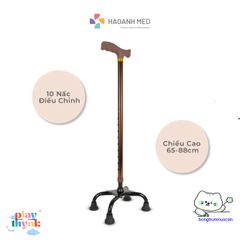 Gậy Bốn Chân Chống Trượt Cho Người Già - Điều Chỉnh Chiều Cao 63-88 cm, Chất Liệu Nhôm/Inox, An Toàn và Bền Bỉ