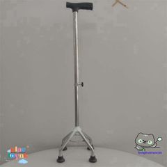 Gậy Chống Đi 4 Chân INOX Điều Chỉnh Cao Thấp - Công Cụ Hỗ Trợ Người Già và Khuyết Tật Tập Đi An Toàn