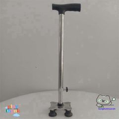 Gậy Chống Đi 4 Chân INOX Điều Chỉnh Cao Thấp - Công Cụ Hỗ Trợ Người Già và Khuyết Tật Tập Đi An Toàn