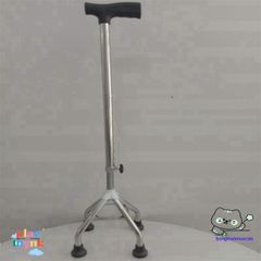 Gậy Chống Đi 4 Chân INOX Điều Chỉnh Cao Thấp - Công Cụ Hỗ Trợ Người Già và Khuyết Tật Tập Đi An Toàn