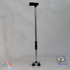 Gậy Chống Đi 4 Chân INOX Điều Chỉnh Cao Thấp - Công Cụ Hỗ Trợ Người Già và Khuyết Tật Tập Đi An Toàn