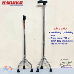 Gậy Nhân Hỗ Trợ Inox Haruko Điều Chỉnh 70-90cm Cho Người Già - Gậy 3 Chân, 4 Chân An Toàn, Dễ Dàng Sử Dụng