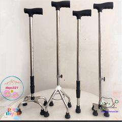 Gậy Batoong INOX 4 Chân Chỉnh Cao - Gậy Chống Đi Cho Người Già, Người Khuyết Tật, An Toàn và Vững Chắc