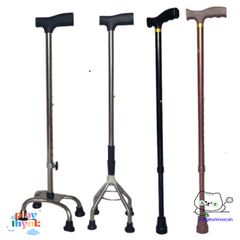 Gậy Chống Đi Bộ 4 Chân Điều Chỉnh INOX - Gậy Tập Đi An Toàn cho Người Già và Người Khuyết Tật