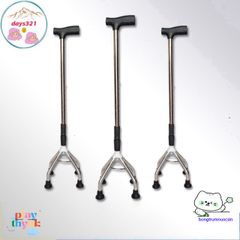 Gậy Chống Đi Bộ 4 Chân Điều Chỉnh INOX - Gậy Tập Đi An Toàn cho Người Già và Người Khuyết Tật