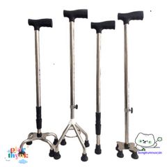 Gậy Chống Đi Bộ 4 Chân Điều Chỉnh INOX - Gậy Tập Đi An Toàn cho Người Già và Người Khuyết Tật