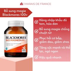 Viên uống Blackmores Bio Magnesium hỗ trợ cơ bắp và hệ thần kinh - Lọ 100 viên