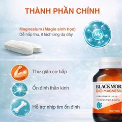 Viên uống Blackmores Bio Magnesium hỗ trợ cơ bắp và hệ thần kinh - Lọ 100 viên