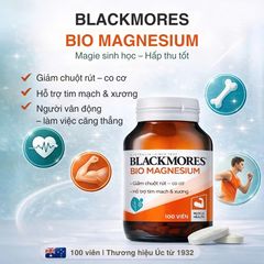 Viên uống Blackmores Bio Magnesium hỗ trợ cơ bắp và hệ thần kinh - Lọ 100 viên