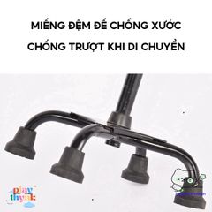 Gậy Chống 4 Chân Nhôm Bền Bỉ Cho Người Già - Điều Chỉnh Cao 67-90cm, Hỗ Trợ Đi Lại An Toàn, Phù Hợp Sau Chấn Thương