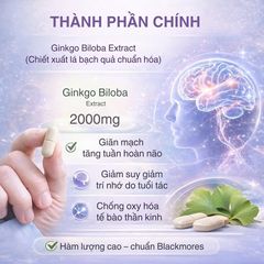 Viên uống Blackmores Ginkgoforte chiết xuất bạch quả hỗ trợ trí nhớ - Lọ 40 viên