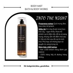Xịt Thơm Toàn Thân Bath & Body Works Into The Night 236ml - Hương Quyến Rũ Đầy Bí Ẩn Chuyên Dụng Chính Hãng Mỹ