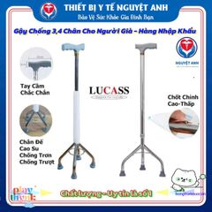 Gậy Đi Bộ 4 Chân Lucass B932 Cho Người Cao Tuổi - Dễ Điều Chỉnh, An Toàn, Chất Liệu Inox Bền Bỉ
