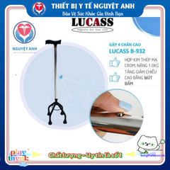 Gậy Đi Bộ 4 Chân Lucass B932 Cho Người Cao Tuổi - Dễ Điều Chỉnh, An Toàn, Chất Liệu Inox Bền Bỉ