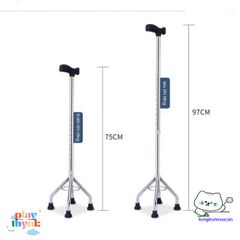 Giá Đỡ Đi Bộ 3-4 Chân Cho Người Già - Gậy Tập Đi Inox Chống Trơn - Bền Đẹp, Điều Chỉnh Cao Thấp - Giao Hàng Nhanh Tại Nội Thành