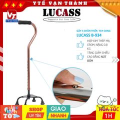 Gậy Lucass B-934 4 Chân Điều Chỉnh Chiều Cao - Hỗ Trợ Đi Lại Cho Người Già, Người Ốm, Phục Hồi Chức Năng