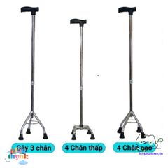 Gậy Ba Chân Lucass - Giúp Người Già, Bệnh Nhân Đi Lại An Toàn, Chất Liệu Sắt Mạ Crom, Điều Chỉnh Chiều Cao Tối Đa 94cm
