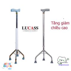 Gậy Ba Chân Lucass - Giúp Người Già, Bệnh Nhân Đi Lại An Toàn, Chất Liệu Sắt Mạ Crom, Điều Chỉnh Chiều Cao Tối Đa 94cm