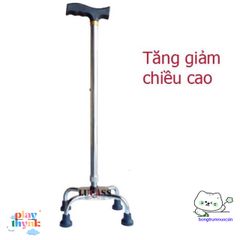 Gậy Ba Chân Lucass - Giúp Người Già, Bệnh Nhân Đi Lại An Toàn, Chất Liệu Sắt Mạ Crom, Điều Chỉnh Chiều Cao Tối Đa 94cm