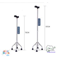 Gậy Tập Đi 4 Chân Lucass - Gậy Chống Trượt Dành Cho Người Già, Người Khuyết Tật - Điều Chỉnh Độ Cao Sáng Bóng Bền Bỉ