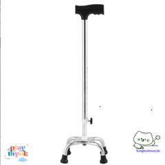 Gậy Chống 4 Chân Cao Cấp An Toàn cho Người Già - Dụng Cụ Đi Lại Chắc Chắn và Tiện Lợi, Có Nấc Chỉnh Chiều Cao