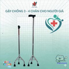 Gậy Đi Bộ Haruko 3 Chân & 4 Chân - Gậy Chống An Toàn Cho Người Già, Điều Chỉnh Chiều Cao 70-90cm, Bọc Cao Su Chống Trơn