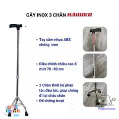Gậy Đi Bộ Haruko 3 Chân & 4 Chân - Gậy Chống An Toàn Cho Người Già, Điều Chỉnh Chiều Cao 70-90cm, Bọc Cao Su Chống Trơn