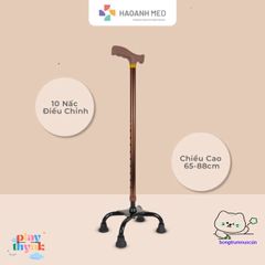 Gậy Đi Bộ Chống Trượt 4 Chân Dành Cho Người Lớn Tuổi, Điều Chỉnh Chiều Cao 63-88cm - Hợp Kim Nhôm/Inox Bền Bỉ, An Toàn Khi Đi Lại