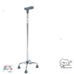 Gậy Đi Bộ 4 Chân Có Thể Điều Chỉnh - Thiết Bị Hỗ Trợ An Toàn Cho Người Già, Chất Liệu Inox Bền Bỉ