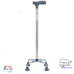 Gậy Đi Bộ 4 Chân Có Thể Điều Chỉnh - Thiết Bị Hỗ Trợ An Toàn Cho Người Già, Chất Liệu Inox Bền Bỉ