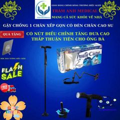 Gậy Chống Trượt Inox Bốn Chân, Gậy Gấp Có Đèn LED, Gậy Tập Đi Dành Cho Người Già - Hỗ Trợ Di Chuyển An Toàn
